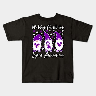 Lupus Awareness We Wear Purple for Lupus Gnome Kids T-Shirt